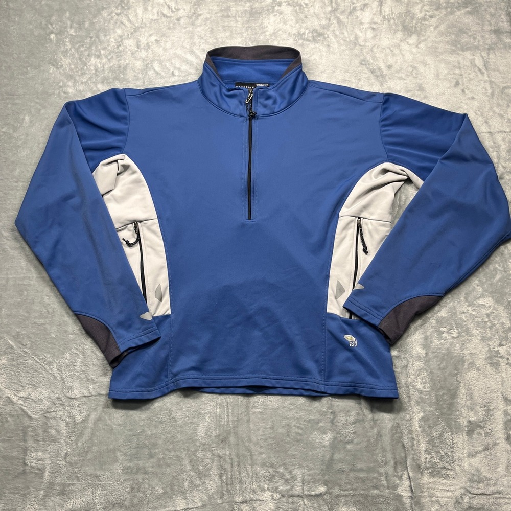 Mountain Hardwear Pullover Womens L Blue 1/4 Zip Hiking Performance Mock Neck